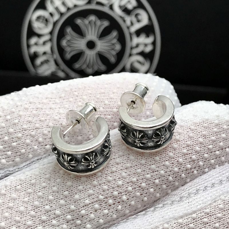 Chrome Hearts ear plug half hoop cross flower earrings