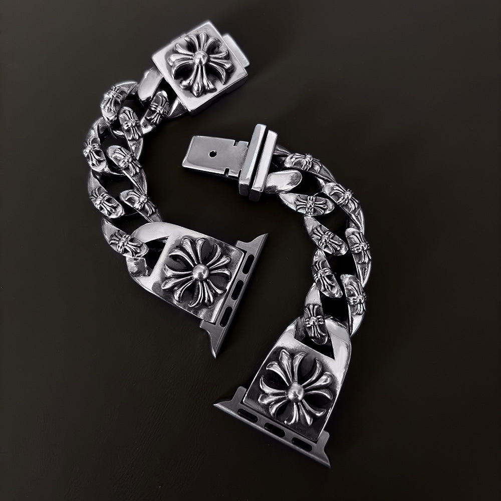 Chrome Hearts cross flower watch chain